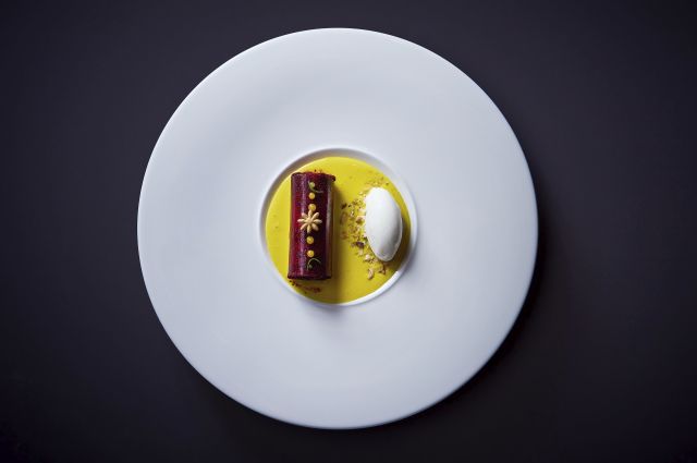 Beetroot with Passion Fruit and Goat Cheese